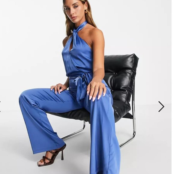 Aria Cove satin halterneck jumpsuit (via Asos) - Picture 1 of 3
